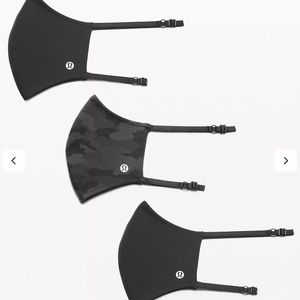 BRAND NEW *3* Lululemon face masks 2 black, 1 camo